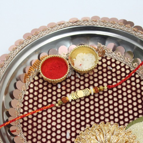 Multicolour Thread Elegant Golden Rakhi | Band for Beloved Brother | Raksha Bandhan | Rakhi For brother