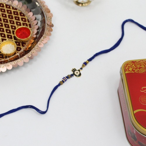 Premium Evil Eye Metal Hamsa Rakhi Elegant Beads | Best Rakhi for your brother Raksha Bandhan