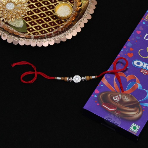Premium Silver Design Rakhi Elegant Beads | Best Rakhi for your brother Raksha Bandhan