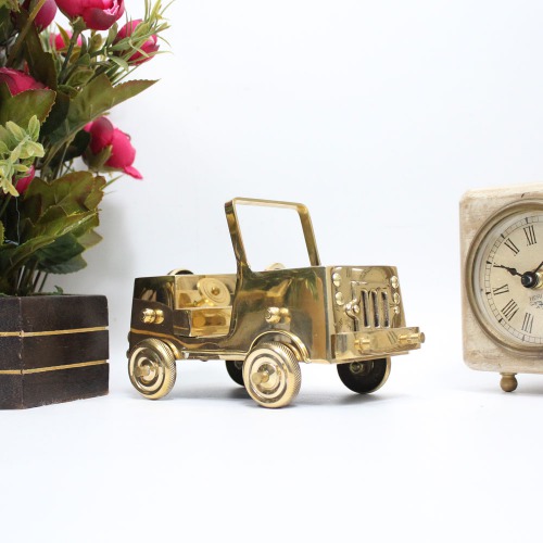 Antique Vintage Brass Jeep Car For Showpiece For Home Decor