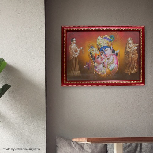 Radha kishna Religious Wood Photo Frames (Glass) For Worship | Pooja Photo frame | Multi colour