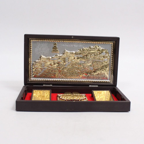 Gold Plated Jain Mahatirth Darshan Photo Frame With Box