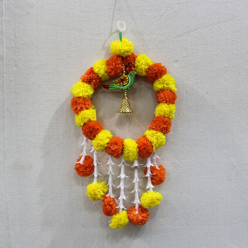 Marigold Round Popat Latkan Large | Wall Hanging Latkan | Door Latkan | Toran Latkan | For Diwali, Party, House Warming etc