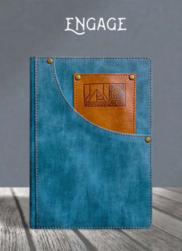 Engage | Denim Vintage Style Travel Journal | Thick & Flexible PU Cover with Diligently Stitched Borders