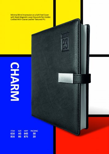 Charm | Simple and Modern Looking Coarse Leather Diary | Sleek Magnetic Loop Closure with an Elastic Pen Holder