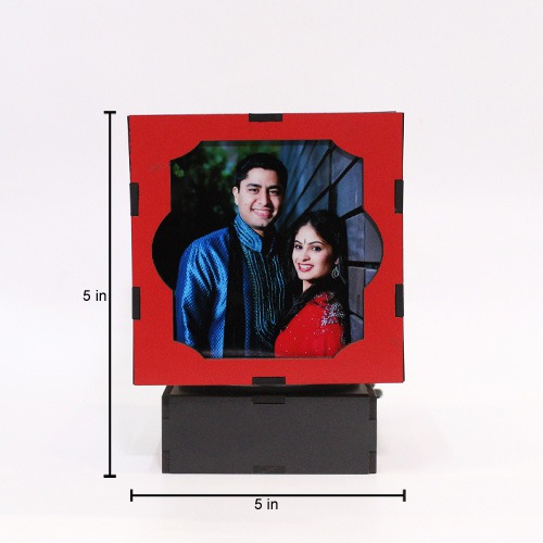 LED Rotating lamp | Customized LED Table Lamps with Personalized Photo Frames Rotating Cube for Home & Bedroom Decorative Light Frame Set