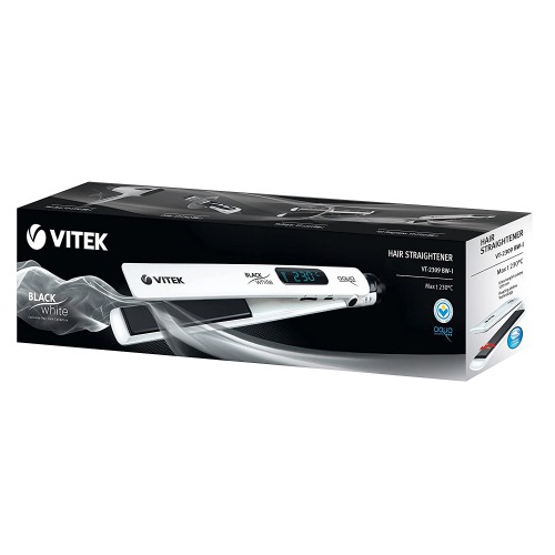 VITEK VT-2309 BW-I Hair Straightener With Aqua Ceramic Coating & Max 230ºc With Lcd Display (White)