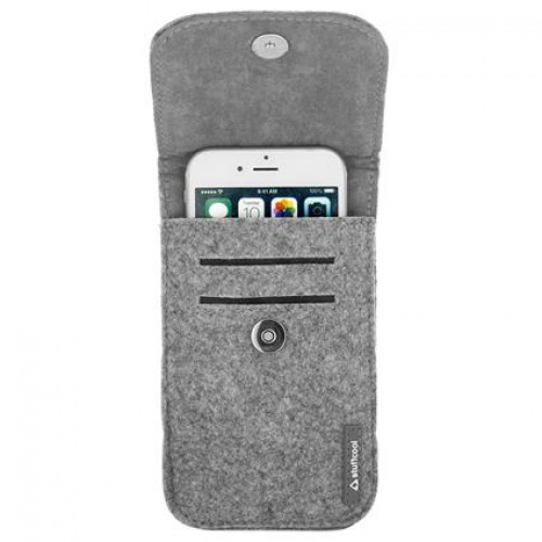 Stuffcool Felt Pouch with Magnetic Button Closure for up-to 5.5 Inch Smartphones, Grey