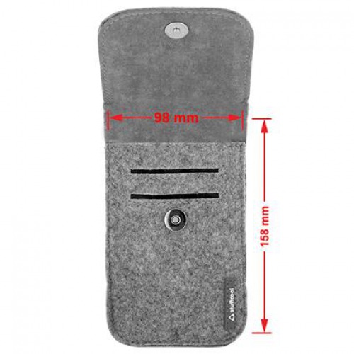 Stuffcool Felt Pouch with Magnetic Button Closure for up-to 5.5 Inch Smartphones, Grey