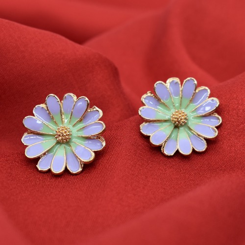 Purple Flower Metal Earing for Women | Flower Earrings| Earrings | Earrings For Women