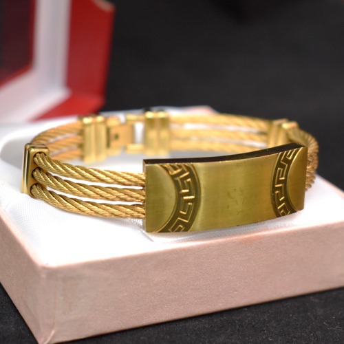 Glossy Finish Brass Broad Kada Bangle Bracelet for Men | Boys Jewellery Gift