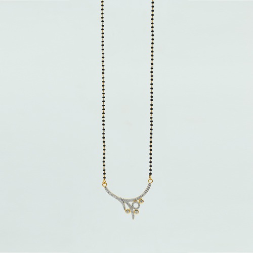 Diamond Pendant with Black Bead Chain Mangalsutra for Women | Mangalsutra For Women