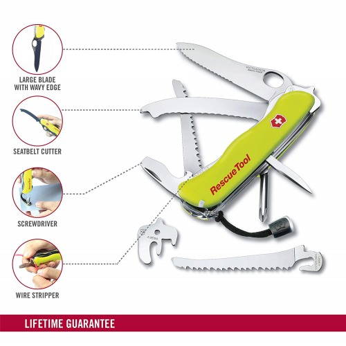Victorinox Swiss Army Knife | Rescue Tool | 13 Functions DO IT Yourself Champion | Multitool Survival Gadge | Yellow