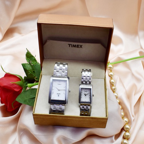 Timex Couple White Dial Silver Stainless Steel |TW00PR205
