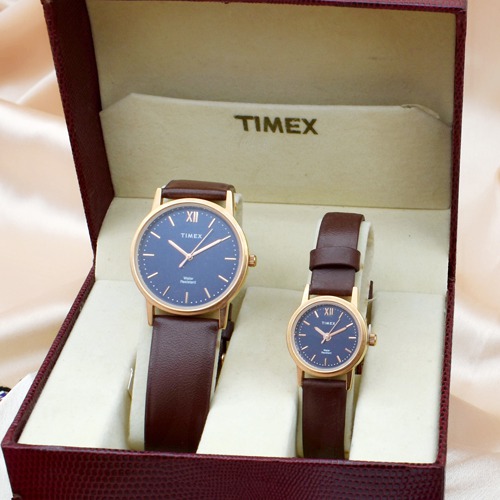Timex  Couple Black Dial Brown Leather Strap | TW00PR243