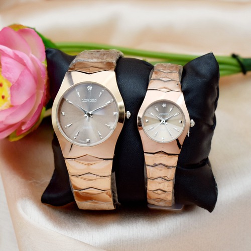 Brown Dial Stainless Steel Strap Couple Watches