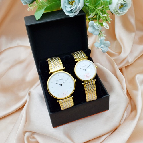 Modern Gold Plated Couple Watch Combo Analogue Unisex Watch