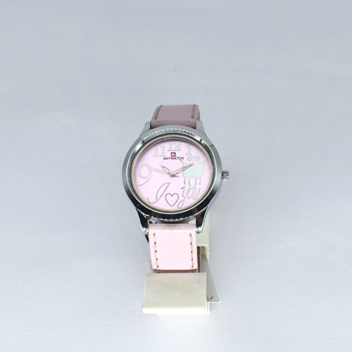 Baywatch Silver Dial Pink Leather Strap Women Watch