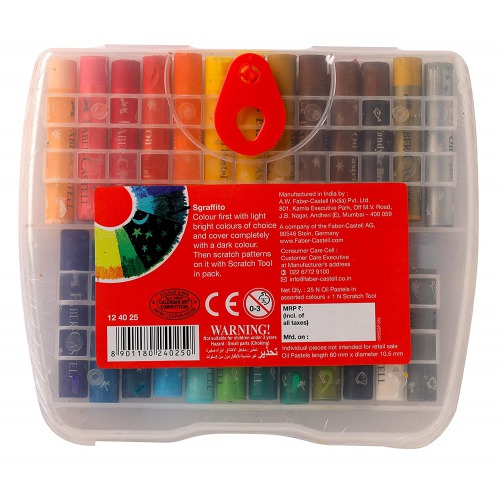 Faber-Castell Oil Pastels Set of 50 Easy to Pack and Carry Colour Tool Box (Plastic Box Packing)