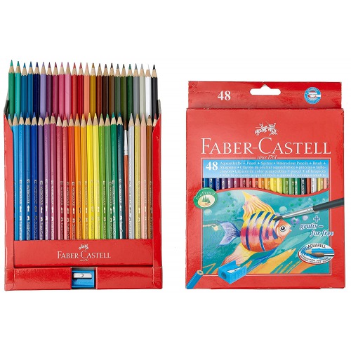 Faber-Castell Design Series Aquarelle Full Length Water Color Pencils | 48 Shades