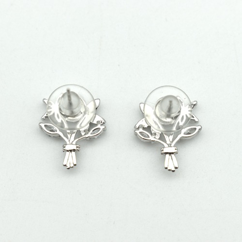 Silver-Toned Cubic Studs Earrings | Flower Design Earring | Earrings
