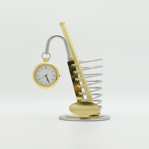 Table Top Clock  | Clock With Pen Stand for Office Table, Pencil Holder, Single Compartment Desk Organisers