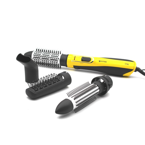 VITEK VT-2509 Y-I Hot Air Brush For Hair curler, Hair Dryer, Hair styling with Aqua Ceramic Coating & Four Attachment