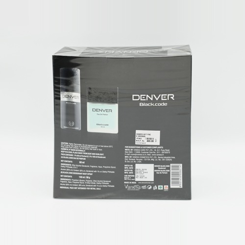 Denver Gift Pack Black Code Deodorant 150 Ml And Perfume For Men 60 Ml (Set Of 2)
