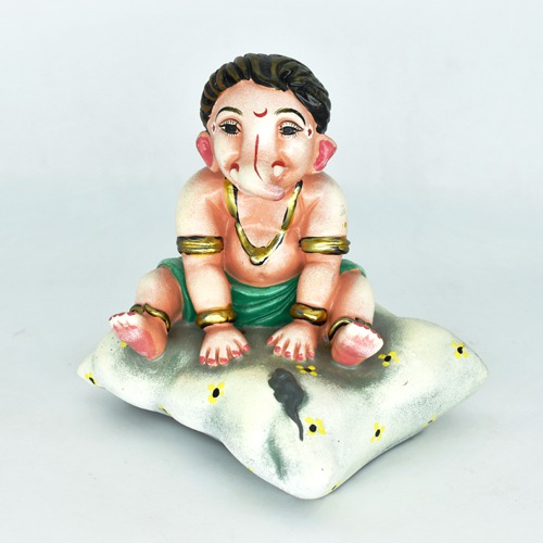 Bal Ganesha Sitting on Pillow  Idol For Home Decor,