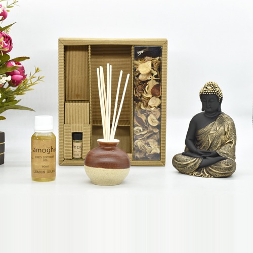 Amogha Reed Diffuser Gift Set | Lemon Grass | Aroma Diffuser For Home Decor