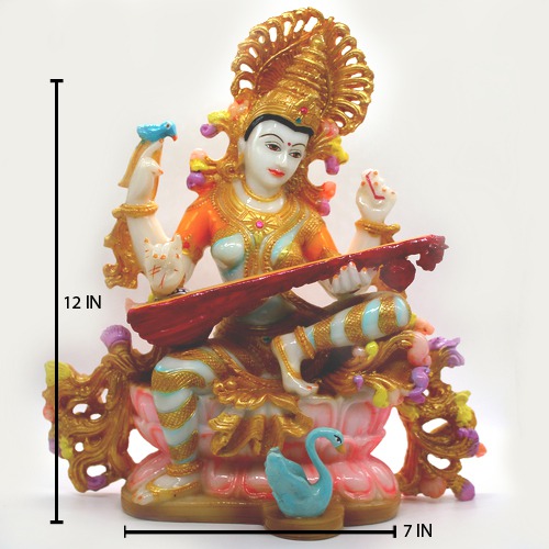 Goddess Saraswati Decorative Fiber Murti/Idol Showpiece for Home Decor