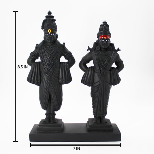 Vitthal Rukmini  | Black stone carved idol