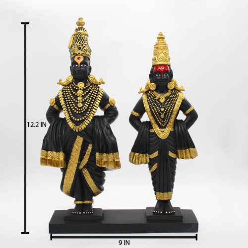 Vitthal Rukmini  statue in Black Gold color | Premium fibre material | attractive Panduranga murti for devotee