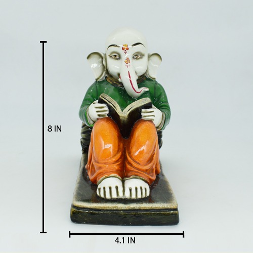 Multicolor Lord Ganesh Reading Book For Home Decor