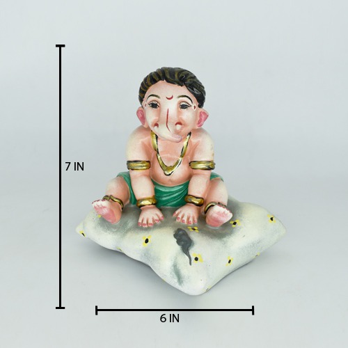 Bal Ganesha Sitting on Pillow  Idol For Home Decor,