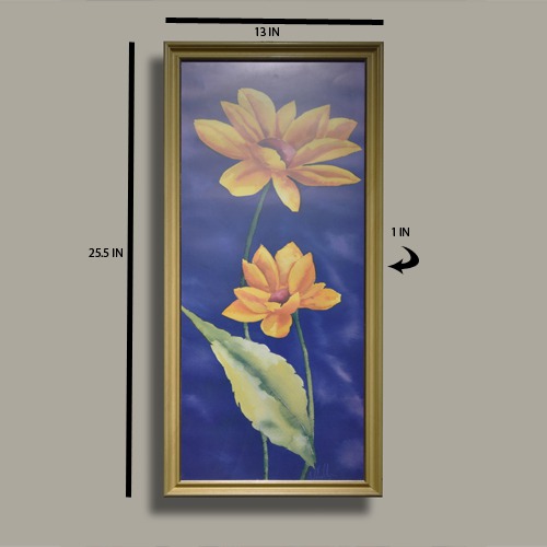 Floral Sunflower For Positivity Wall Art Painting With Golden Border Frame Decor For Office, Living Room