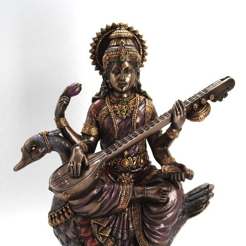 Resin Gaytri Mata Statue for Pooja Room Home Temple Murti / Big Size - 10 Inch,