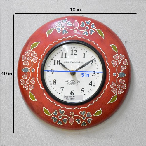 Vintage Clock Wooden Hand-Painted Wall Clock | with Seconds Needle |English Numerals
