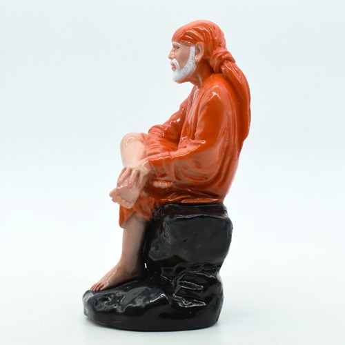 Blissful Sai Baba Idol for Decorative Showpiece with Orange Chola Religious Figurine -Ashirwad Sai Baba