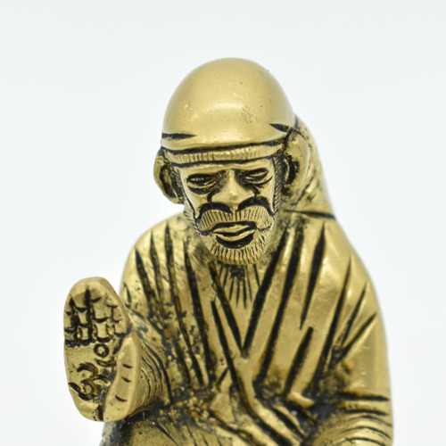 Brass Sai Baba Statue|Shirdi Sai Baba Brass Idol for Pooja Home Decoration/Temple/Gifting (Width 2 Inch, Height 4 Inch, Weight 400g)