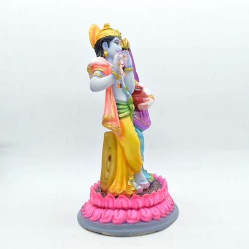 Radha Krishna Standing In Lotus Fiber Idol Gift For Family, Friends