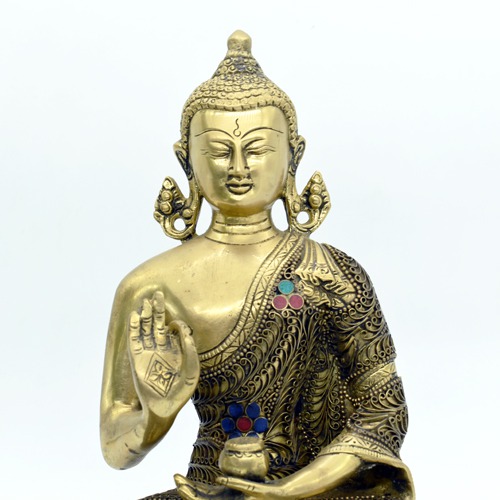 Meditating Buddha Statue for Home Decor Large Size Buddha Idols Living Room Office Desk Table Resin Murti Feng Shui Vastu Showpiece Year Gifts (Gold)