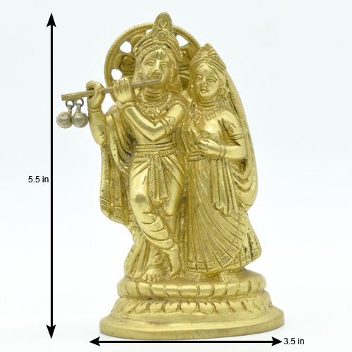 Radha Krishana Standing Brass Idol, Yellow Colour , Brass Idol| Radha Krishan| Krishna| Radha| Standing Idol