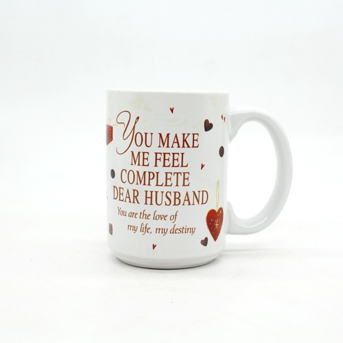 Classic Love Moment coffee mug with quote for husband on valentines day.