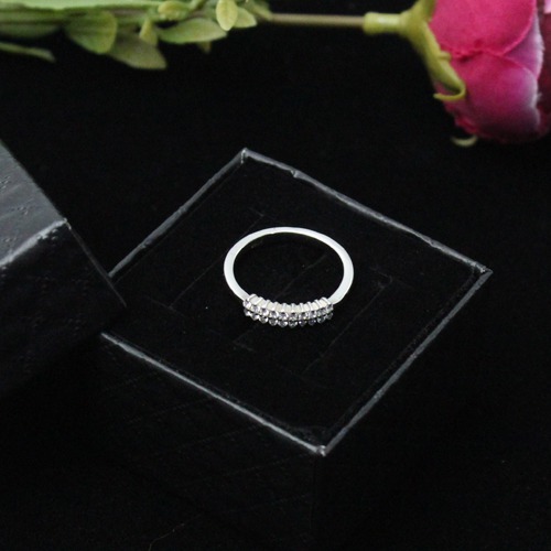 Silver Plated Double Line Diamond White finger Ring | Women's Ring