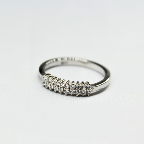 Silver Plated Double Line Diamond White finger Ring | Women's Ring