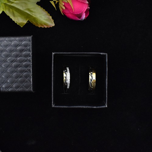 Set Of Two Gold Plated Solitaire Couple Ring | Couple Ring | Gold Plated Ring
