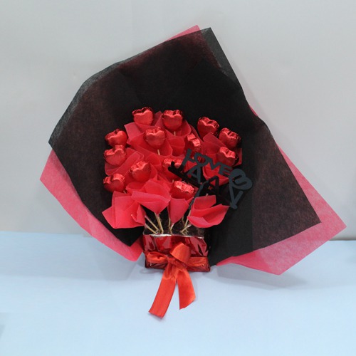 Bouquet Of Red Heart Shape Homemade Chocolate