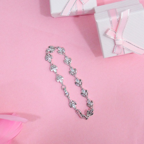 Mesmerising Crystal Leaf silver Plated Bracelet | Designer  Bracelet For Women