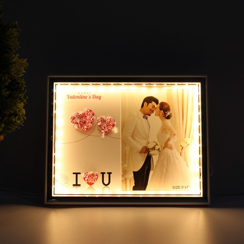 White Valentine Day Photo Frame With LED Lights ( Photo Size 5 x 7)